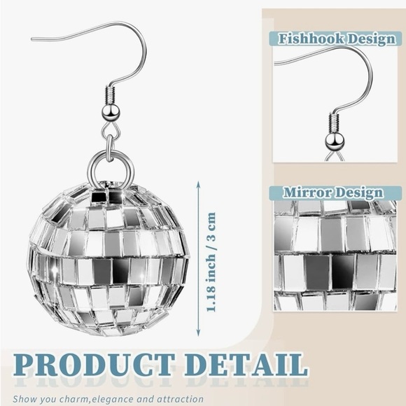 Jewelry - Silver Reflective Disco Ball Earrings